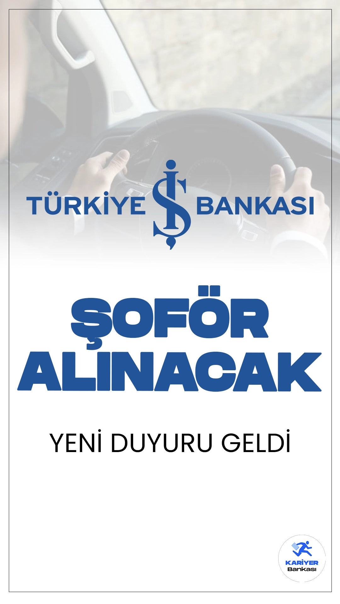 İş Bankası Şoför Alımı Duyurusu Yayımlandı.İş Bankası, Denizli, Kayseri, Muğla (Bodrum, Marmaris ve Milas ilçeleri), Sakarya ve Trabzon illerinde görev alacak makam şoförü ve para nakil aracı şoförleri arıyor. Başvuru yapmayı düşünen adaylar için son tarih 23 Ağustos 2024 olarak belirlenmiş olup, sınavlar online olarak gerçekleştirilecektir.