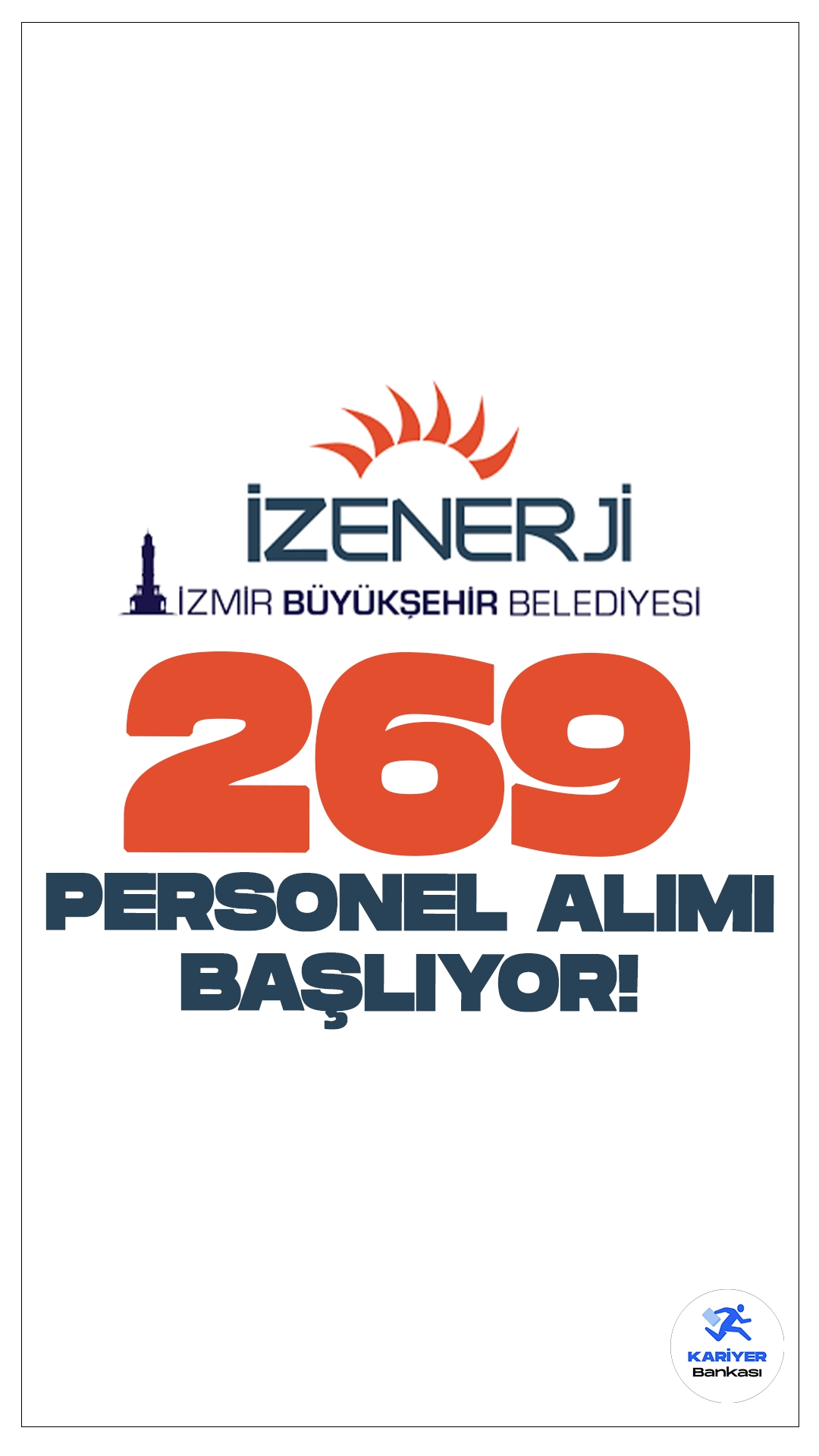 İzenerji 269 Personel ve İşçi Alımı 19 Ağustos'ta Başlıyor! İzmir Büyükşehir Belediyesi bünyesindeki İzenerji, çeşitli pozisyonlarda çok sayıda personel ve işçi alımı başvuruları yarın( 19 Ağustos) başlıyor.KPSS şartı aranmaksızın yapılacak olan alımda, Çağrı Operatörü, Elektrik Teknisyeni, Hemşire, Kaynakçı, Vakumlu Yol Süpürme Araç Operatörü, Tekniker, Teknisyen, Biyosidal Ürün Uygulayıcısı, Süpürgeci, Şoför, Temizlik Personeli, Vasıfsız İşçi ünvanlarında personel ve işçi alımı gerçekleştirilecek.Başvuru şartları ve tüm detaylar Kariyerbankasi.net'in bu haberinde.