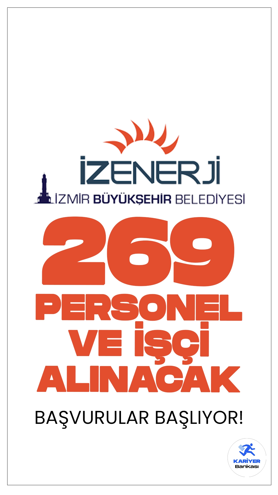 İzenerji 269 Personel ve İşçi Alımı Başvuruları Başlıyor.İzmir Büyükşehir Belediyesi bünyesindeki İzenerji, çeşitli pozisyonlarda çok sayıda personel ve işçi alımı yapacak.KPSS şartı aranmaksızın yapılacak olan bu alımın başvuru şartları ve tüm detayları Kariyerbankasi.net'in bu haberinde.