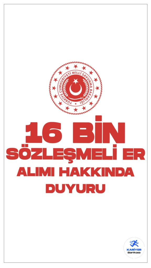 MSB 16 Bin Sözleşmeli Er Alımı Hakkında Duyuru Yayımlandı!Milli Savunma Bakanlığı (MSB), 16 bin sözleşmeli er alımı hakkında önemli bir duyuru yaptı. Seçilen adaylar Kara Kuvvetleri Komutanlığı'nda göreve başlarken, MSB PERTEM üzerinden 13 Ağustos 2024 tarihinde aday güncelleme duyurusu geldi.