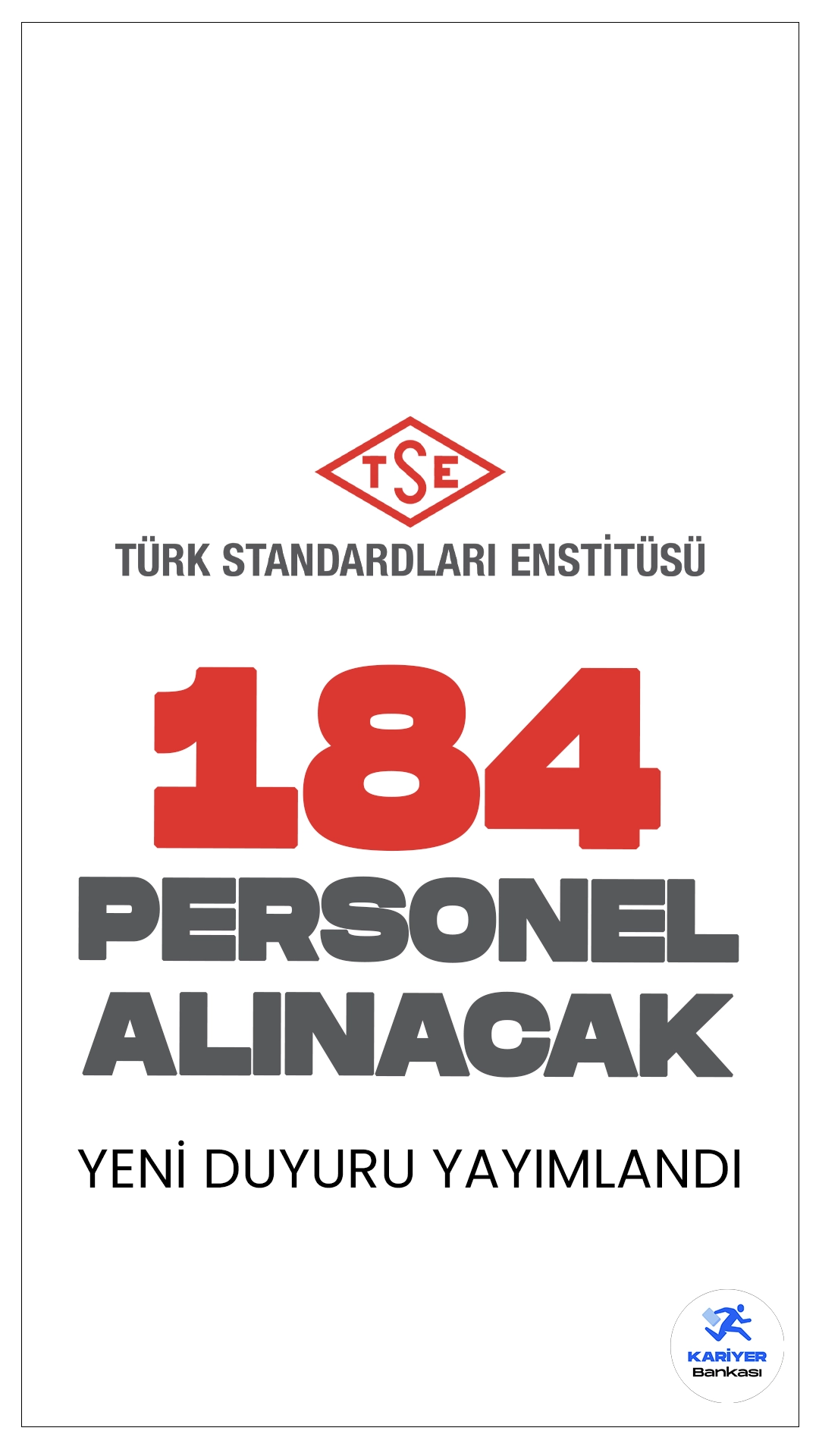 Türk Standardları Enstitüsü (TSE) 184 Personel Alımı Yapacak.Türk Standardları Enstitüsü (TSE), merkez ve taşra teşkilatında istihdam edilmek üzere toplam 184 idari hizmet sözleşmeli personel alımı yapacak. Başvuru şartları, pozisyonlar ve başvuru süreci ile ilgili detaylar bu haberimizde.