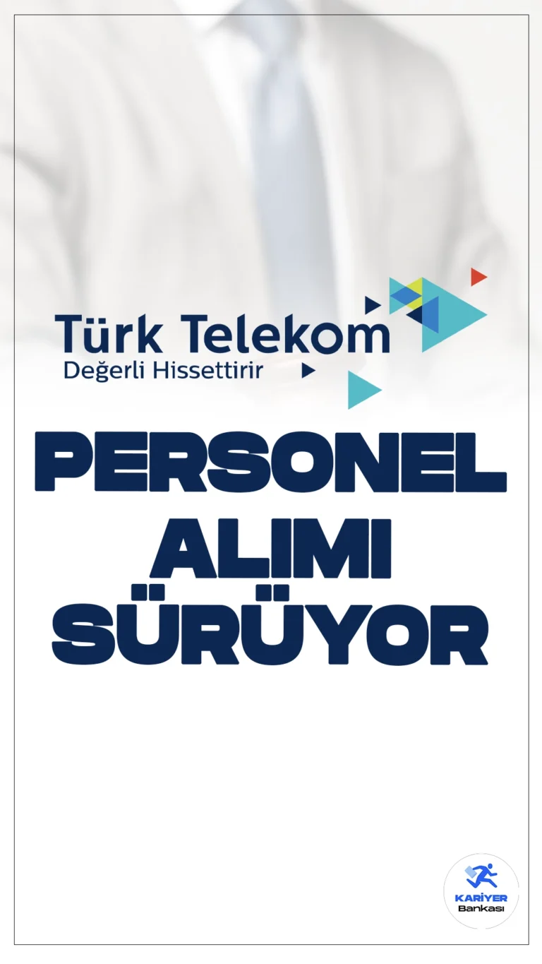 Türk Telekom Personel Alımı Başvuruları Sürüyor.Türk Telekom resmi sayfasından yayımlanan duyurulara göre, farklı ünvanlarda personel alımları yapılacak. Başvuru yapacak adayların genel şartların yanı sıra, özel şartları da sağlaması gerekmektedir. Başvurular Türk Telekom kariyer sayfası üzerinden online olarak gerçekleştirilecek.