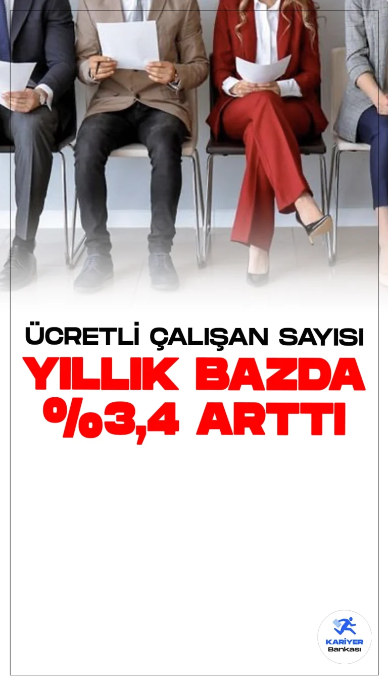 Haziranda Ücretli Çalışan Sayısı Yıllık Bazda %3,4 Arttı.Ücretli çalışan sayısı, haziran ayında bir önceki yıla göre %3,4 artış göstererek 15 milyon 601 bin kişiye ulaştı. Sanayi, inşaat ve ticaret-hizmet sektörlerinde ise yıllık artış oranları dikkat çekiyor.
