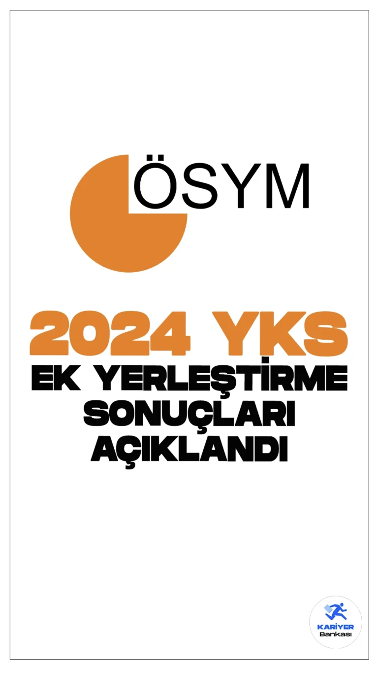 2024 YKS Ek Yerleştirme Sonuçları Açıklandı.ÖSYM sayfasından yayımlanan duyuruda, 2024 Yükseköğretim Kurumları Sınavı (YKS) sonuçlarına göre 2024-2025 öğretim yılı için yükseköğretim programlarına ek yerleştirme işlemlerinin tamamlandığı aktarıldı.