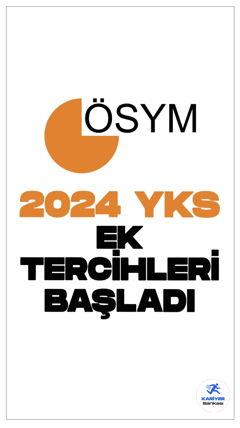 2024 YKS Ek Tercihleri Başladı. ÖSYM sayfasından yayımlanan duyuruda, 2024 Yükseköğretim Kurumları Sınavı (YKS) sonuçlarına göre 2024-2025 eğitim öğretim yılı için yükseköğretim programlarına ek yerleştirme işlemlerinin başladığı aktarıldı.