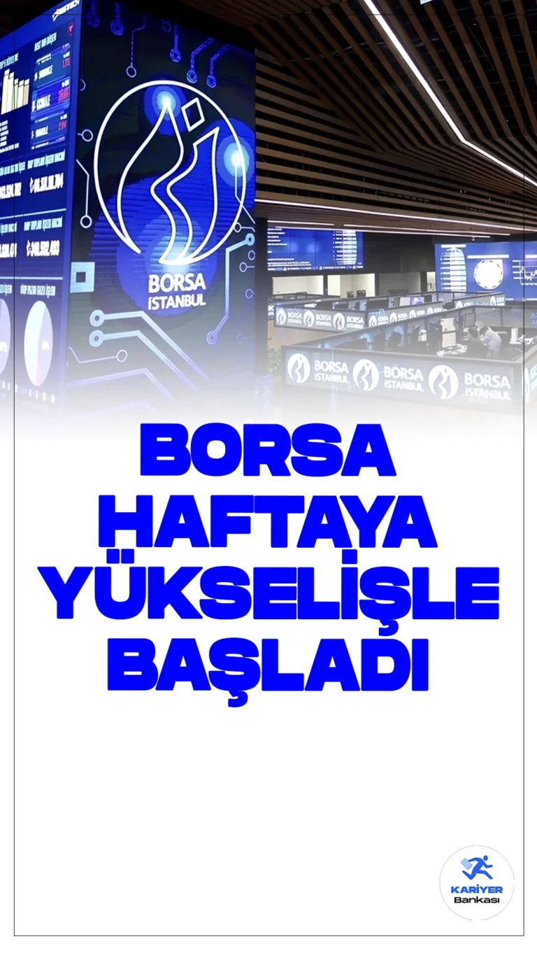 Borsa İstanbul Haftaya Yükselişle Başladı: BIST 100 Endeksi 9.959,21 Puanda.Borsa İstanbul'da BIST 100 endeksi, haftaya yüzde 0,60 artışla 9.959,21 puandan başladı. Bankacılık endeksi yüzde 0,98 değer kazanırken, en çok gerileyen sektör yüzde 1,98 ile madencilik oldu.
