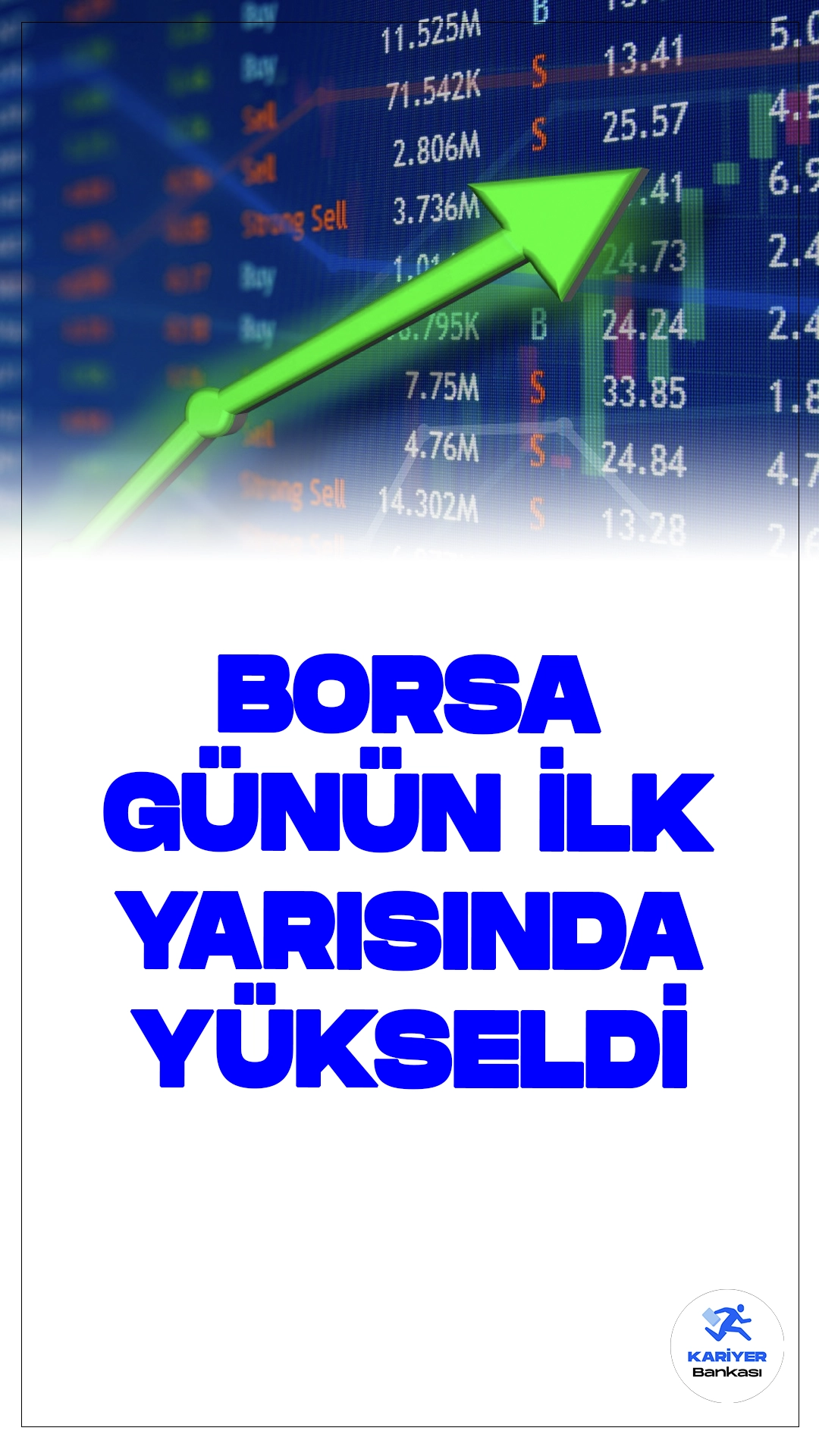 Borsa İstanbul İlk Yarıda Yükseldi: BIST 100 Endeksi 9.782,32 Puana Ulaştı.Borsa İstanbul'da BIST 100 endeksi, günün ilk yarısında yüzde 0,11 oranında değer kazanarak 9.782,32 puana çıktı. Toplam işlem hacmi ise 29 milyar lira olarak gerçekleşti. Günün ilk yarısında yükseliş eğilimiyle hareket eden endeks, saat 13.00 itibarıyla önceki kapanışına göre 11,16 puan artış gösterdi.