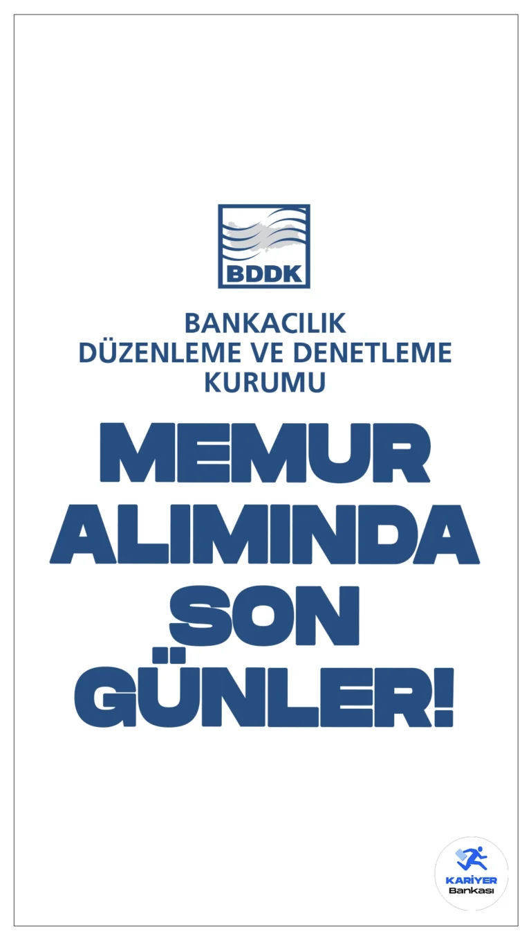 BDDK 160 Memur Alımı Başvurularında Son Günler.Bankacılık Düzenleme ve Denetleme Kurumu (BDDK), İstanbul'da görevlendirilmek üzere Bankalar Yeminli Murakıp Yardımcısı, Bankacılık Uzman Yardımcısı (Bankacılık, Bilişim ve Hukuk Alanları) ve BDDK Uzman Yardımcısı ünvanlarında olmak üzere meslek personeli alımı başvurularında son günlere girildi. Başvuru işlemleri 4 Eylül'de sona erecek..Başvuru yapacak adayların şartları sağlaması gerekmektedir.