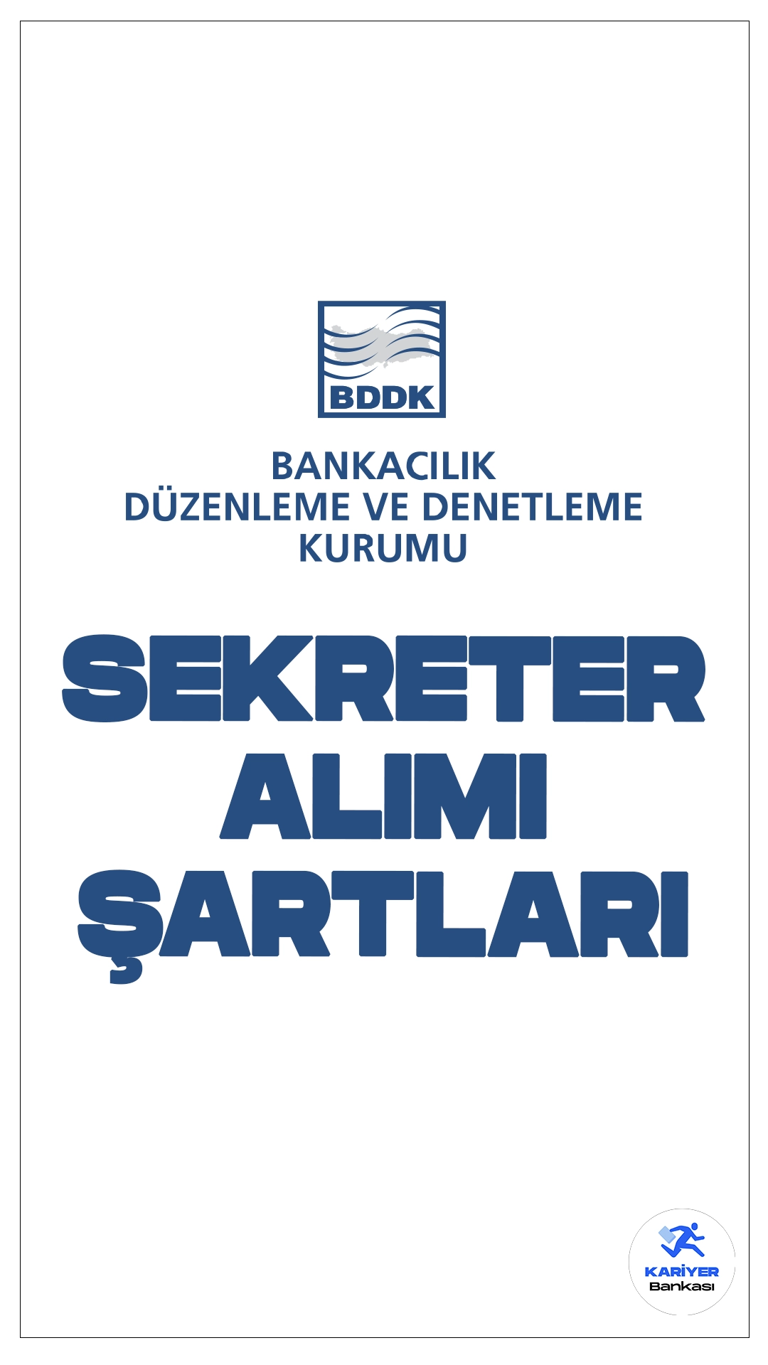 Bankacılık Düzenleme ve Denetleme Kurumu (BDDK), “Sekreter” ve farklı pozisyonlarda personel alımı yapacağını duyurdu. Bu kapsamda, kamu hizmetine ilk defa başlayacak adaylar arasından yapılacak giriş sınavı sonucuna göre idari personel istihdam edilecek. Sekreter pozisyonuna başvurmayı düşünen adaylar için başvuru şartları, sınav süreci ve diğer detaylar aşağıda yer almaktadır.