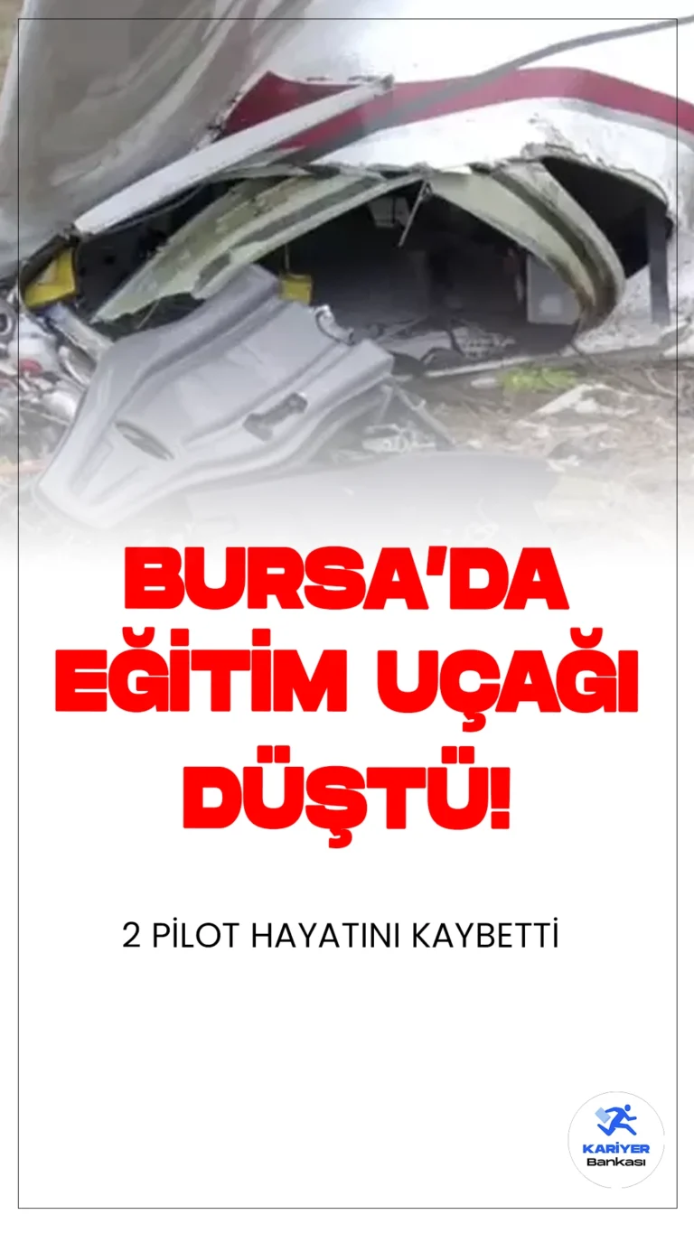 Bursa'da Eğitim Uçağı Düştü: 2 Pilot Hayatını Kaybetti.Bursa’da Yenişehir Havaalanı apronuna düşen eğitim uçağı, 2 pilotun hayatını kaybetmesine neden oldu. Olayla ilgili adli ve idari soruşturma başlatıldı.