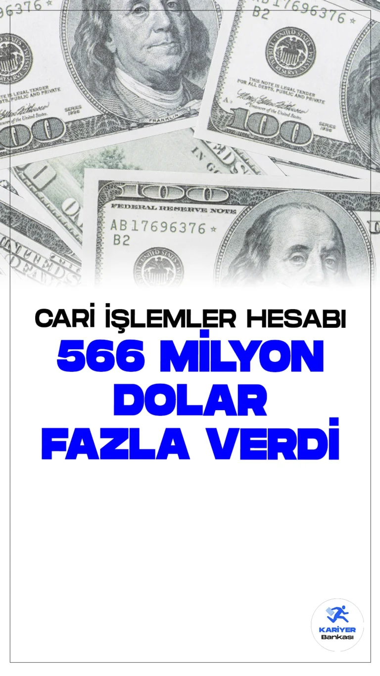 Cari İşlemler Hesabı Temmuzda 566 Milyon Dolar Fazla Verdi.Türkiye'nin cari işlemler hesabı temmuz ayında 566 milyon dolar fazla verirken, altın ve enerji hariç cari işlemler hesabında ise 4 milyar 879 milyon dolarlık bir fazla oluştu. Türkiye Cumhuriyet Merkez Bankası'nın açıkladığı verilere göre, ödemeler dengesi verileri de dikkat çekici bir iyileşmeyi gösteriyor.