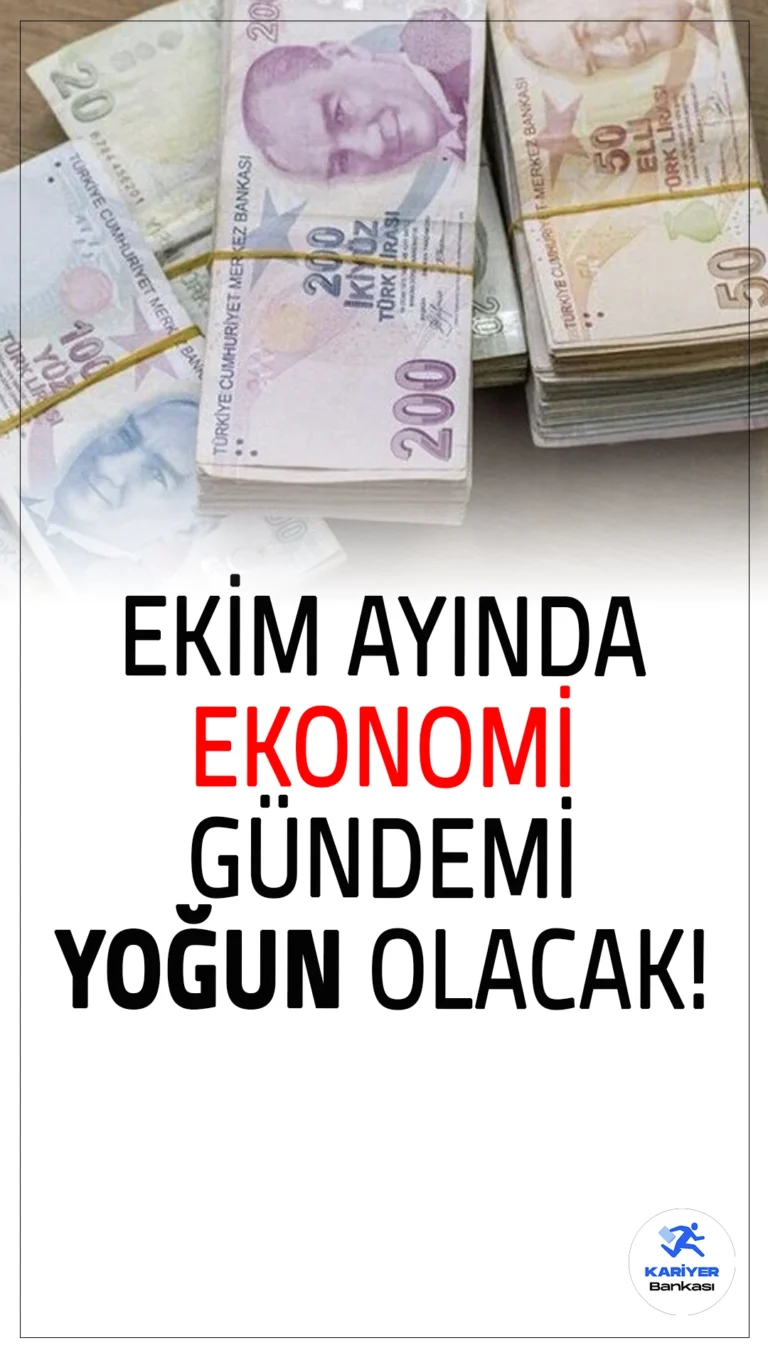 Ekim Ayında Ekonomi Gündemi Yoğun Olacak.Ekim ayında ekonomi dünyasında önemli açıklamalar ve gelişmeler yaşanacak. Enflasyon, dış ticaret verileri ve bütçe çalışmaları ayın en dikkat çekici gündem maddeleri arasında yer alıyor.