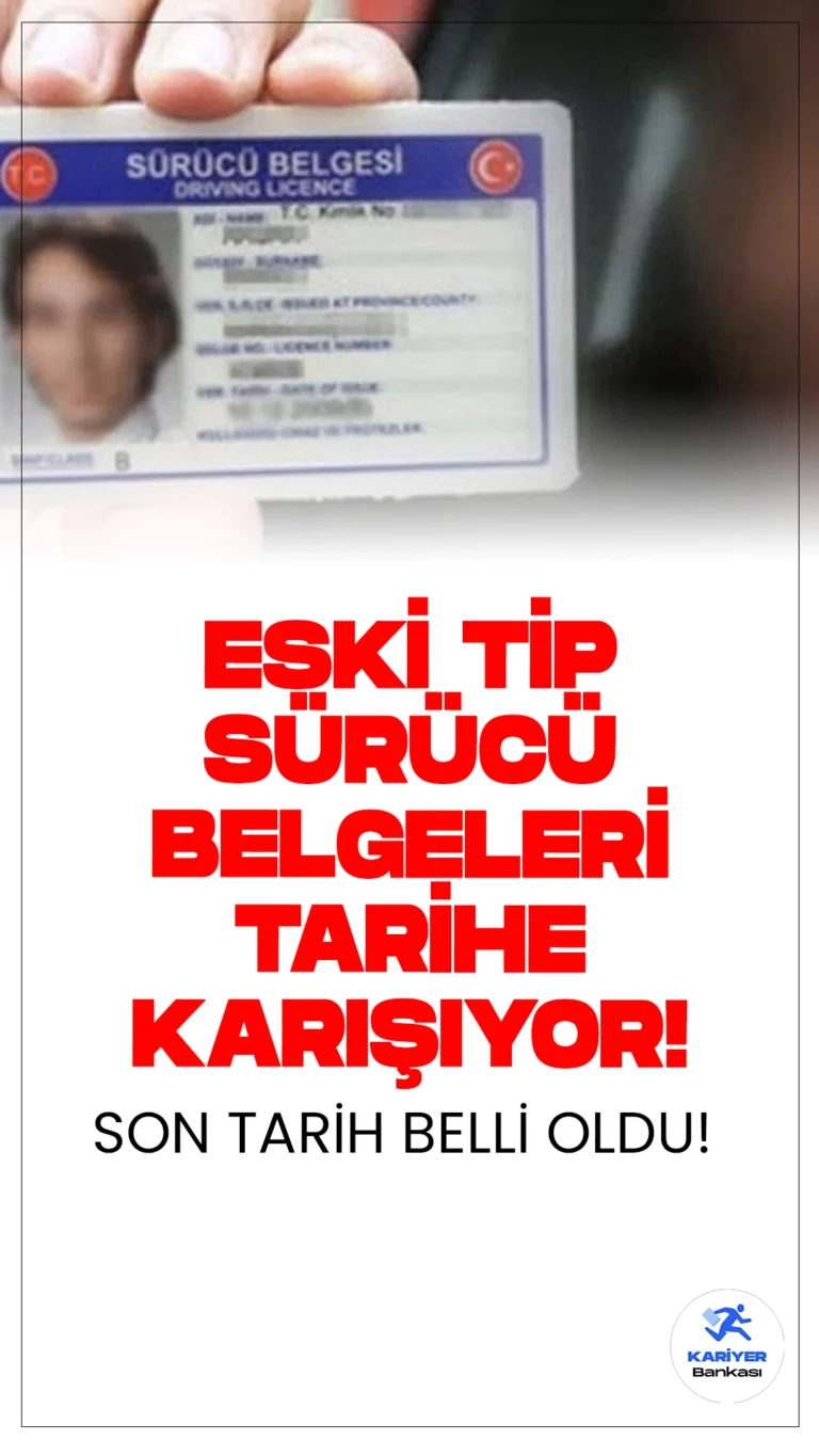 Eski Sürücü Belgeleri Tarihe Karışıyor: Yenileme İçin Son Gün 31 Aralık 2024!Eski tip sürücü belgeleri yerini dijital özelliklere sahip yeni belgelere bırakıyor. Sürücü belgelerini yenilemek için son tarih 31 Aralık 2024.