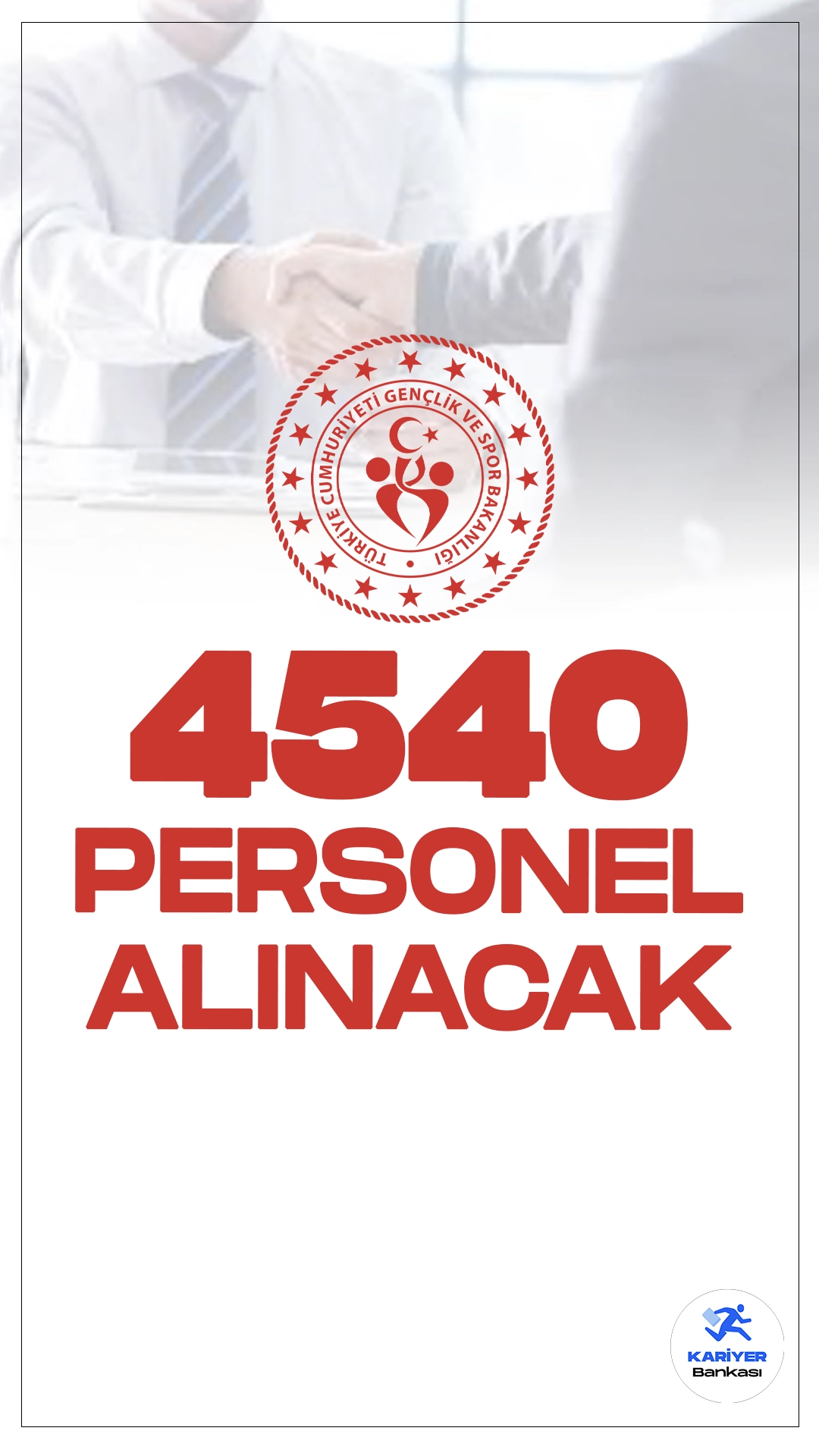 GSB 29 İlde 4540 Personel Alımı Yapacak.Gençlik ve Spor Bakanlığı, iUP kapsamında 29 ilde olmak üzere 4540 personel alımı yapacak.Başvurular İŞKUR aracılığıyla internetten veya bölge müdürlüklerinden yapılabilecek. Başvuru yapacak adayların belirtilen şartları sağlaması gerekmektedir.