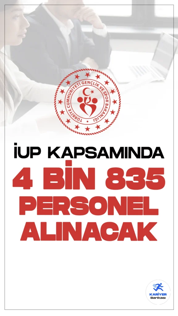 GSB 38 İlde 4 Bin 835 Personel Alımı Yapacak.Gençlik ve Spor Bakanlığı, Yükseköğrenim Kredi Yurtlar Kurumu (KYK) bünyesinde 38 ilde olmak üzere, 4.835 personel alımı yapacak. KPSS şartı olmadan yapılan bu alım, İŞKUR üzerinden yürütülen İşgücü Eğitim Programı (İUP) kapsamında gerçekleştirilecek. İşgücü Eğitim Programı (İUP) hakkındaki diğer detaylara buradan ulaşabilirsiniz.