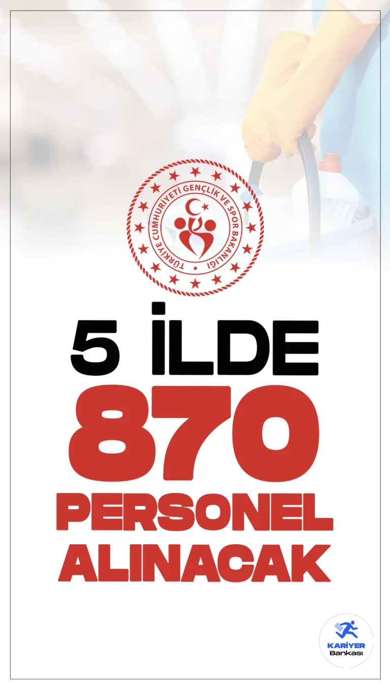 GSB 5 İlde 870 Personel Alımı Yapacak.Gençlik ve Spor Bakanlığı, Yükseköğrenim Kredi Yurtlar Kurumu (KYK) bünyesinde 5 ilde olmak üzere, 870 personel alımı yapılacağını duyurdu. KPSS şartı olmadan yapılan bu alım, İŞKUR üzerinden yürütülen İşgücü Eğitim Programı (İUP) kapsamında gerçekleştirilecek. İşgücü Eğitim Programı (İUP) hakkındaki diğer detaylara buradan ulaşabilirsiniz.