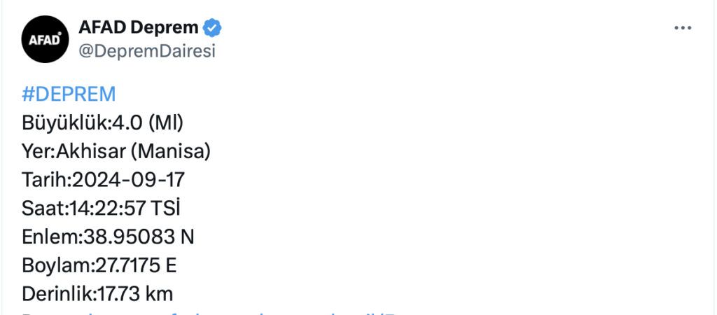 Manisa deprem