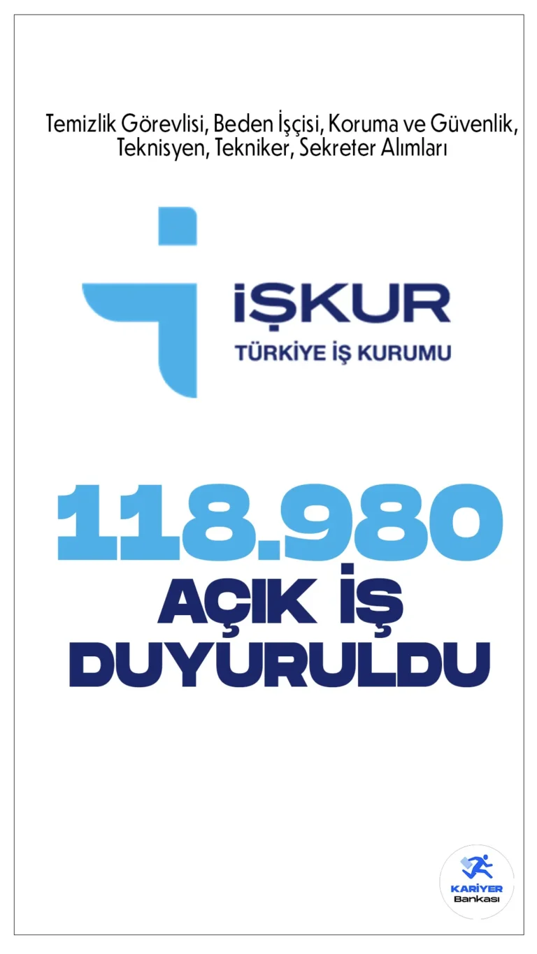 İŞKUR 118 Bin 980 Açık İş Duyurdu! Binlerce İş İlanı Yayımlandı! Temizlik Görevlisi, Beden İşçisi…