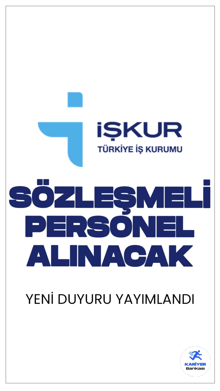 Türkiye İş Kurumu (İŞKUR) 20 Personel Alımı Yapacak.Resmi Gazete'de yayımlanan duyuruya göre, Türkiye İş Kurumu Genel Müdürlüğü (İŞKUR), Bilgi İşlem Dairesi Başkanlığı’nda çalıştırılmak üzere sözleşmeli bilişim personeli alımı gerçekleştirecek.