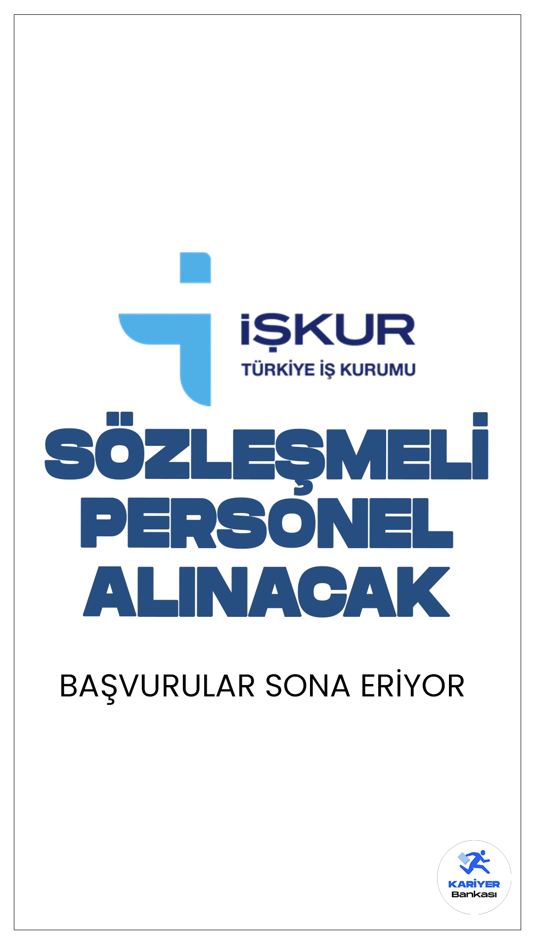 İŞKUR 20 Personel Alımı Başvuruları Sona Eriyor.Resmi Gazete'de yayımlanan duyuruda , Türkiye İş Kurumu Genel Müdürlüğü (İŞKUR), Bilgi İşlem Dairesi Başkanlığı’nda çalıştırılmak üzere sözleşmeli personeli alımı yapılacağı aktarılırken, başvuruların 23 Eylül'de sona ereceği kaydedildi.Başvuru yapacak adayların belirtilen genel ve özel şartları sağlaması gerekmektedir.