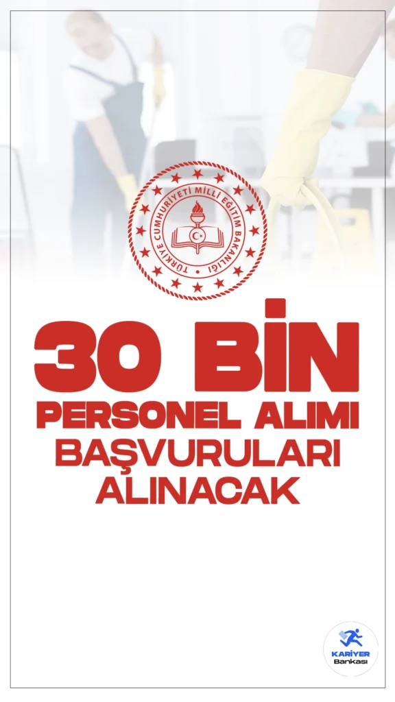 MEB 30 Bin Personel Alımı Başvuruları Alınacak.Geçtiğimiz günlerde Milli Eğitim Bakanı Yusuf Tekin’in “Pazartesi itibarıyla Çarşamba günü 30 bin personel alınacak. Gelecek hafta ilave personel ile sorunu çözeceğiz. 30 bin temizlik personeli alınacak.” açıklamasından sonra, adaylar heyecanla başvuruların açılmasını bekliyordu.