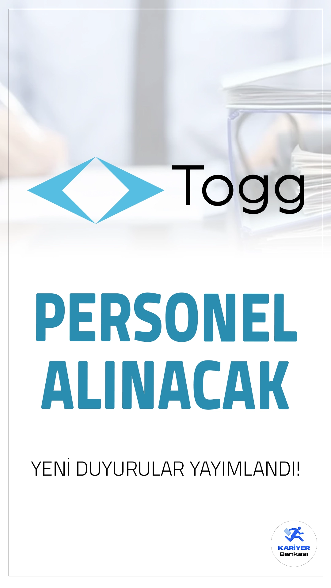 Togg Yeni Personel Alımı Duyuruları Yayımlandı.Türkiye’nin yerli otomobil markası Togg, Gaziantep ve Konya illerinde farklı pozisyonlarda personel alımı yapacağını duyurdu. Tam zamanlı olarak görev alacak adaylar için çeşitli alanlarda iş fırsatları sunuluyor. İşte detaylar!