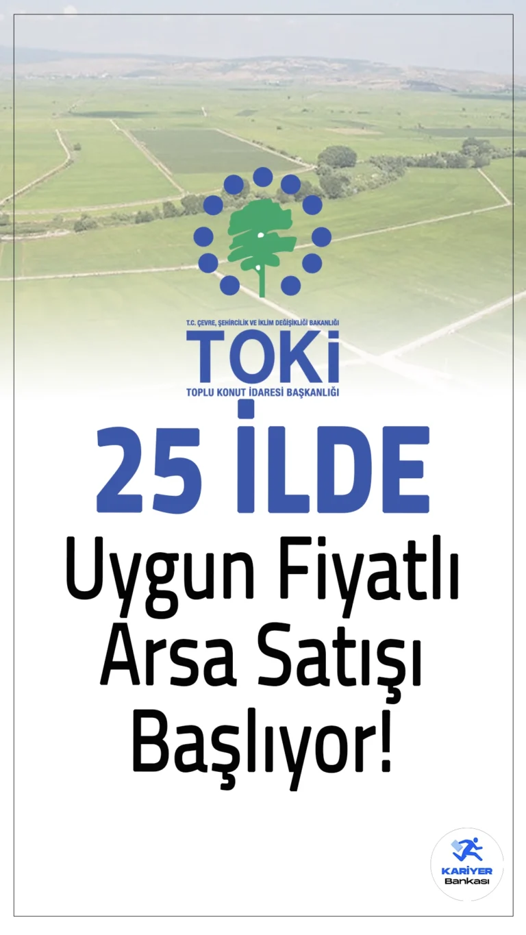Toplu Konut İdaresi Başkanlığı (TOKİ), 25 ilde 379 arsayı satışa çıkarmaya hazırlanıyor. Satışa sunulan arsalar arasında İstanbul, Ankara ve İzmir gibi büyük şehirlerde ticaret, konut ve rekreasyon alanları bulunuyor. Alıcılar yüzde 25 peşinat ve 48 ay vade ile arsalara sahip olabilecek. Satış, 2-3 Ekim 2024 tarihlerinde düzenlenecek açık artırma yöntemiyle yapılacak. Açık artırmaya çevrim içi olarak da katılım mümkün olacak.