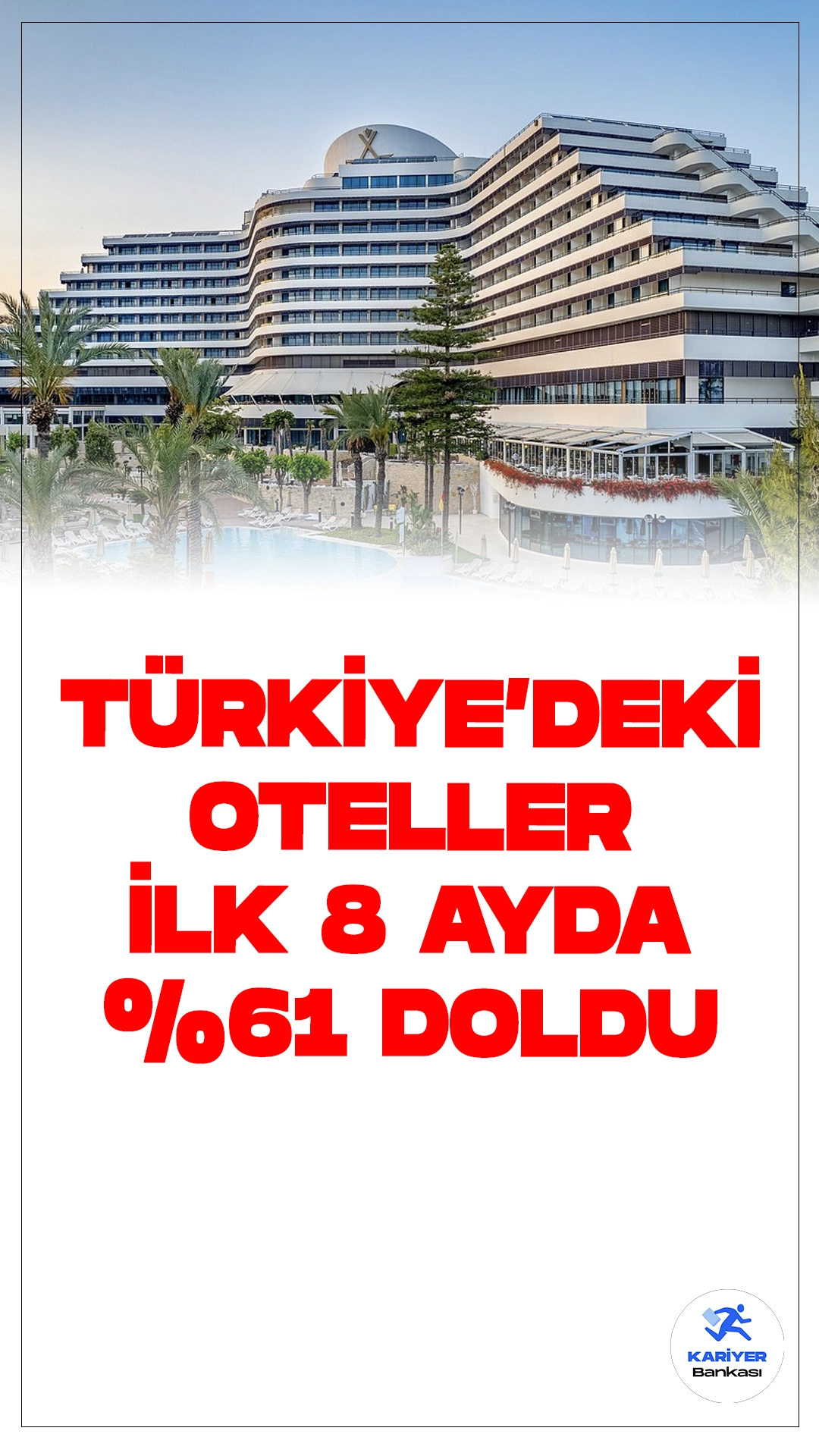 Türkiye Otelciler Birliği (TÜROB) Başkanı Müberra Eresin, 2024 yılının ilk 8 ayında Türkiye genelinde otel doluluk oranlarının yüzde 61, İstanbul’da ise yüzde 64 olarak gerçekleştiğini açıkladı. Eresin, yaz döneminde otel doluluklarının aylık bazda düşüş kaydettiğini ancak yıllık bazda Türkiye genelinde 2023’ün yüzde 5 üzerinde olduğunu belirtti.