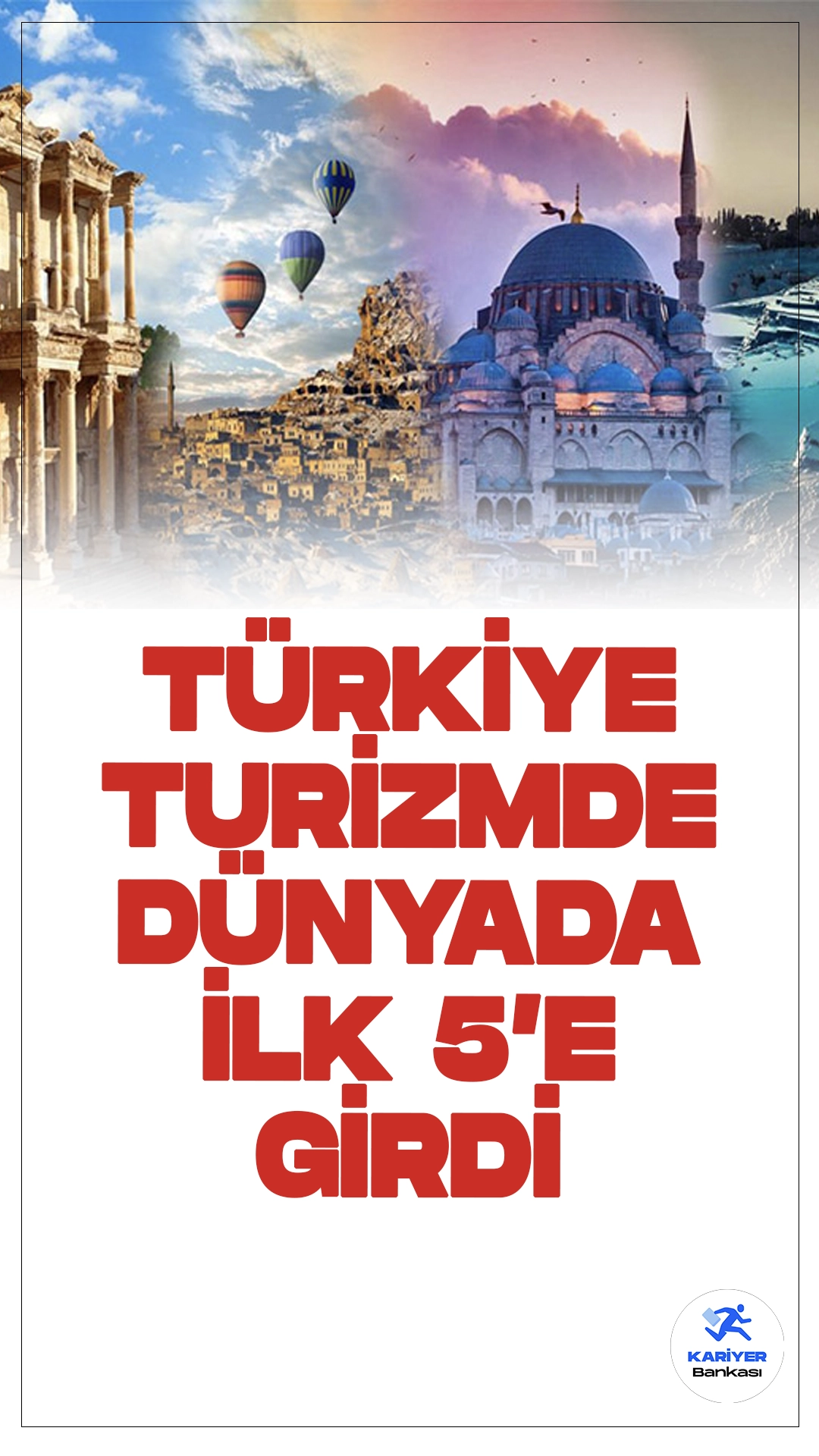 Türkiye Turizmde Dünyada İlk 5'e Girdi!Türkiye, turizmde dünyanın en büyük destinasyonları arasında yer alıyor. 2023 hedefi doğrultusunda 60 milyon turist ve 60 milyar dolar gelir elde etmek amaçlanıyor. Bakan Ersoy’un açıklamaları ve Kültür Yolu Festivali'nin katkıları, ülke turizminin büyük bir ivme kazandığını gösteriyor.