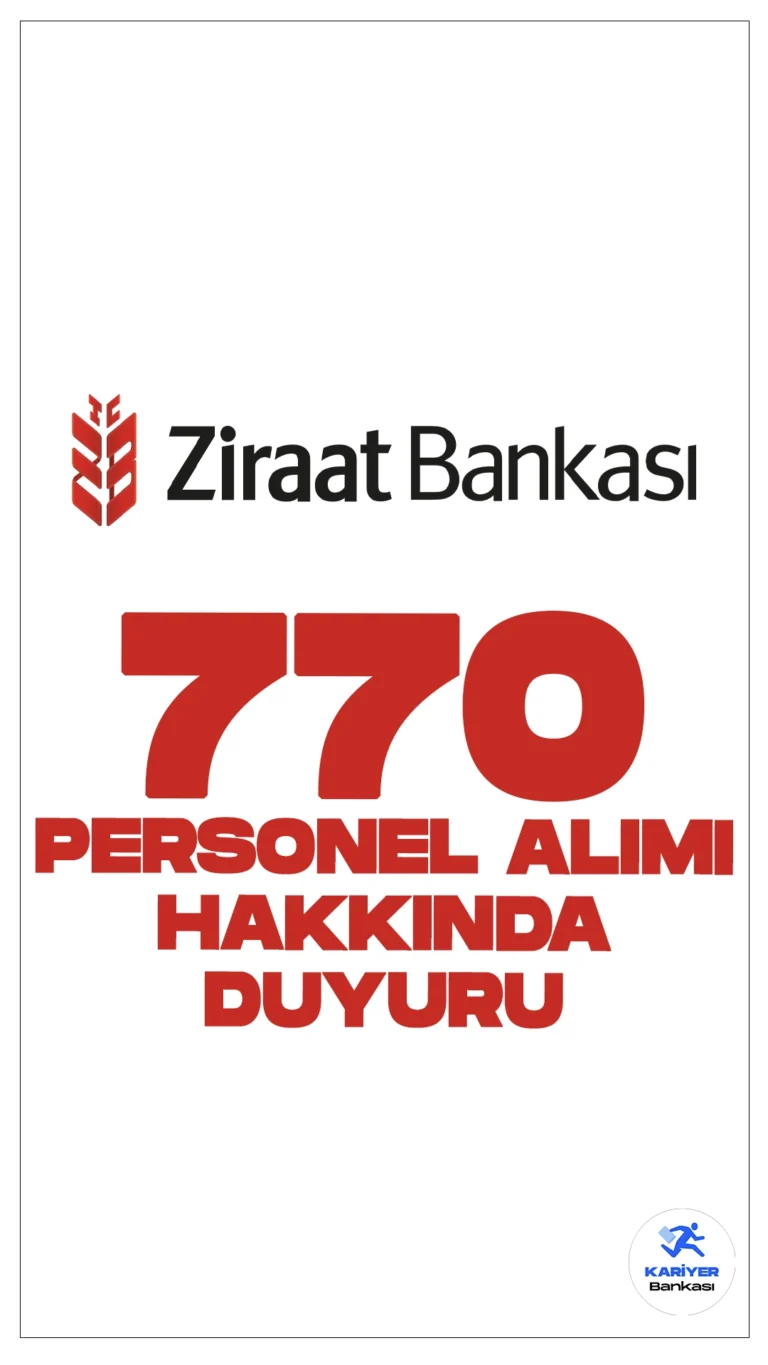 Ziraat Bankası 770 Personel Alımı Sınav Sonuçları Açıklandı. Ziraat Bankası sayfasından yayımlanan duyuruda, Ziraat Bankası İstanbul ilindeki Genel Müdürlük Birimleri ile Şubelerinde görevlendirilmek üzere 20 Müfettiş Yardımcısı, 150 Uzman Yardımcısı ile personel ihtiyacı olan illerdeki Şubelerde görevlendirilmek üzere 600 Servis Görevlisi alımı kapsamında 10 Ağustos 2024 tarihinde gerçekleştirilen yazılı sınav sonuçlarının açıklandığı aktarıldı.