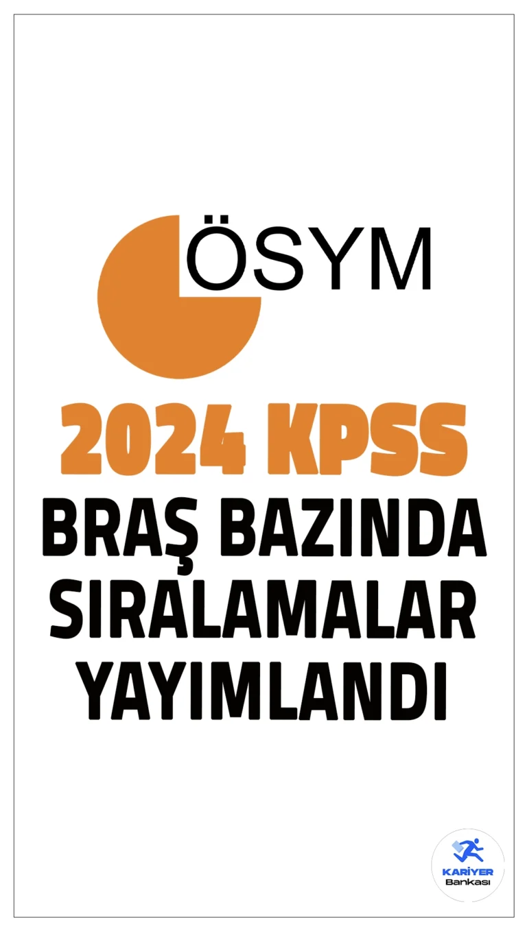 2024 KPSS Ortaöğretim Sınavı Branş Bazında Sıralamalar Yayımlandı.ÖSYM sayfasından yayımlanan duyuruda, 2024 Kamu Personel Seçme Sınavı Ortaöğretim’e (2024-KPSS Ortaöğretim) katılan adayların sınav sonuçlarına göre branş bazında sıralamalarının ÖSYM Aday İşlemleri Sistemi'ne yansıtıldığı aktarıldı.