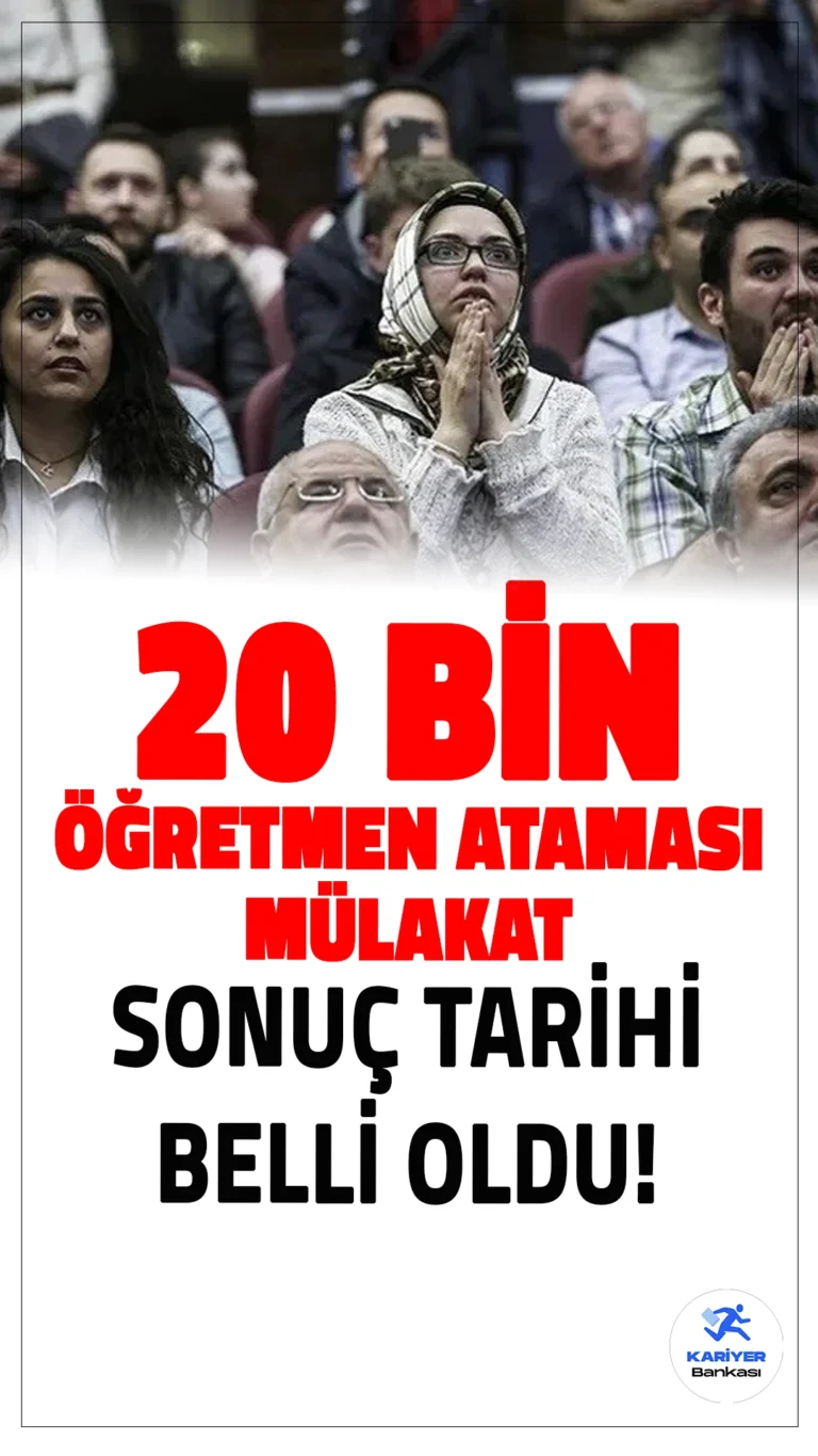 MEB 20 Bin Öğretmen Ataması Sözlü Sınav Sonuçlarını Açıklıyor.Milli Eğitim Bakanlığı, 20 bin öğretmen ataması için yapılan sözlü sınav sonuçlarını adayların erişimine açıyor. Adaylar, KPSS ve sözlü sınav puanlarının %50’sinden oluşan başarı puanlarını e-Devlet üzerinden öğrenebilecek.