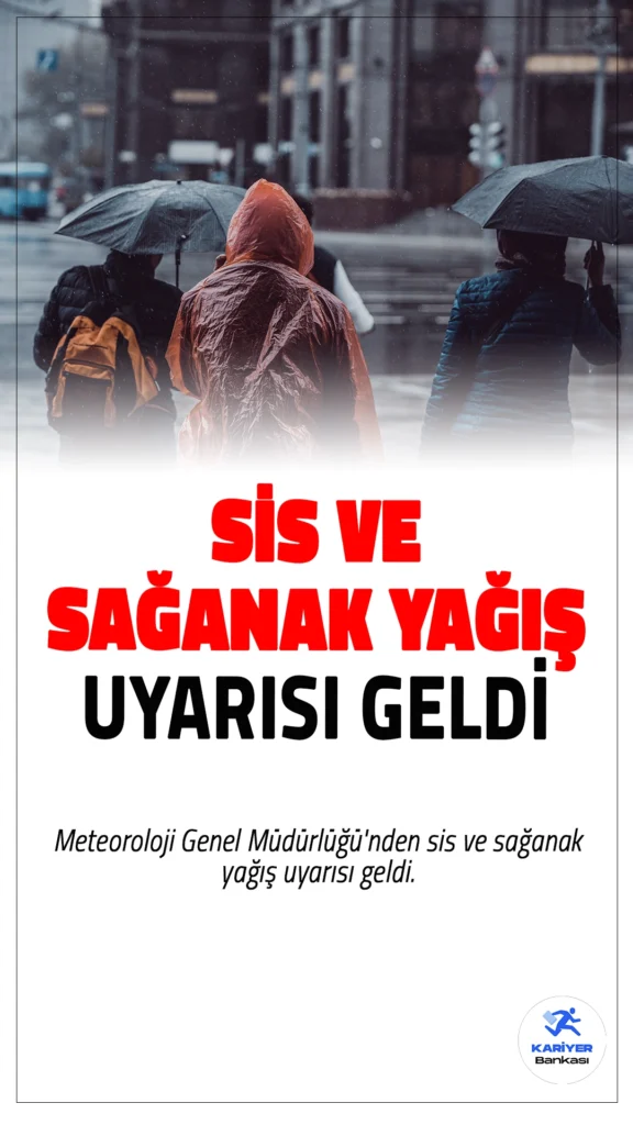 Meteoroloji'den Sis ve Sağanak Yağış Uyarısı Geldi.Meteoroloji Genel Müdürlüğü'nün yaptığı son tahminlere göre, ülkemizin kuzey kesimlerinde yağış bekleniyor. Özellikle Orta ve Doğu Karadeniz kıyıları, İstanbul ve çevresi ile Artvin gibi bazı bölgelerde sağanak yağış uyarısı yapıldı. Ayrıca, sabah ve gece saatlerinde kuzey ve iç bölgelerde yer yer pus ve sis etkili olabilir.