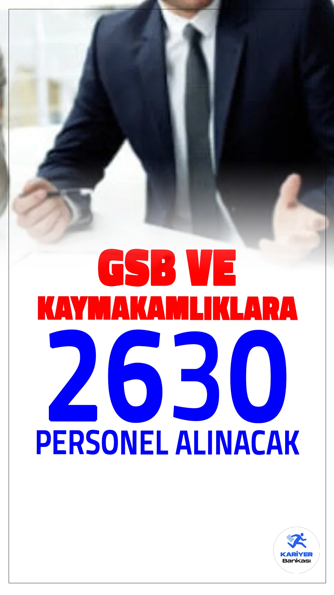GSB ve Kaymakamlıklara 2630 Personel Alımı Yapılıyor.Türkiye İş Kurumu (İŞKUR) sayfasından yayımlanan duyurulara göre, 2630 işçi alımı gerçekleştirilecek. İş Gücü Uyum Programı (İUP) kapsamında yapılacak olan alımlarda, KPSS şartı aranmıyor. Kamu kurum ve kuruluşlarına geçici işçi alımı yapılacak olup, başvurular İŞKUR üzerinden kolayca gerçekleştirilebilecek.