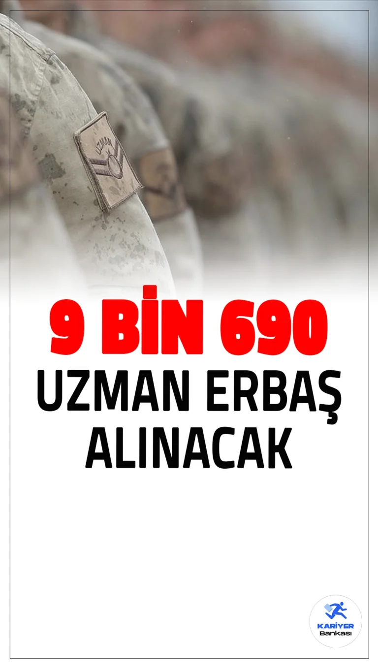 9.690 Uzman Erbaş Alımı Yapılacak.Jandarma Genel Komutanlığı, 2025 yılı için 9.690 sözleşmeli uzman erbaş alımı yapacağını duyurdu. Bu alım, jandarma branşı başta olmak üzere farklı alt branşları kapsıyor. Toplamda 9.075 jandarma, 5 bot serdümeni, 500 sıhhiyeci, 100 muhabere ve 10 havacılık personeli alınacak. Bu alımın 194 kişilik kontenjanı ise şehit veya vazife malulü eş ve çocuklarına ayrılmış durumda.