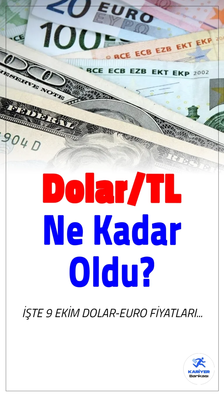 9 Ekim Dolar/TL ve Euro/TL Fiyatları.Döviz kuru, yatırımcılar ve vatandaşlar tarafından yakından takip ediliyor. Peki, bugün dolar ve Euro fiyatları ne kadar? İşte 9 Ekim 2024 Çarşamba gününe ait döviz kuru bilgileri.