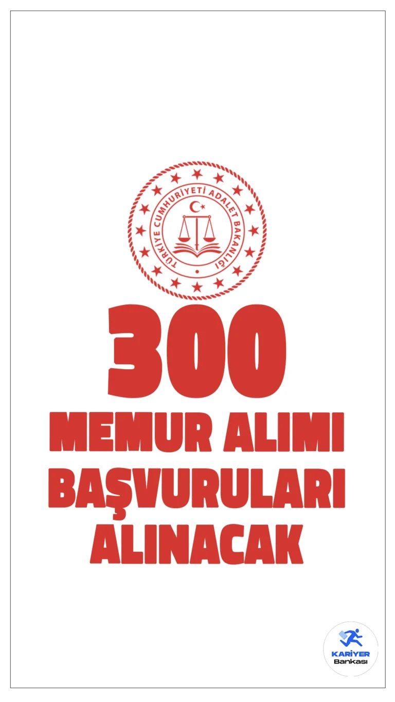 Adalet Bakanlığı 300 Memur Alımı Başvuruları Alınacak. ÖSYM sayfasından yayımlanan duyuruda, 2024 Adalet Bakanlığı İcra Müdür ve İcra Müdür Yardımcılarını Seçme Sınavı başvurularının 24-30 Ekim 2024 tarihleri arasında alınacalığı, başvuru işlemlerinin 10.30 itibarıyla alınmaya başladığı aktarıldı.