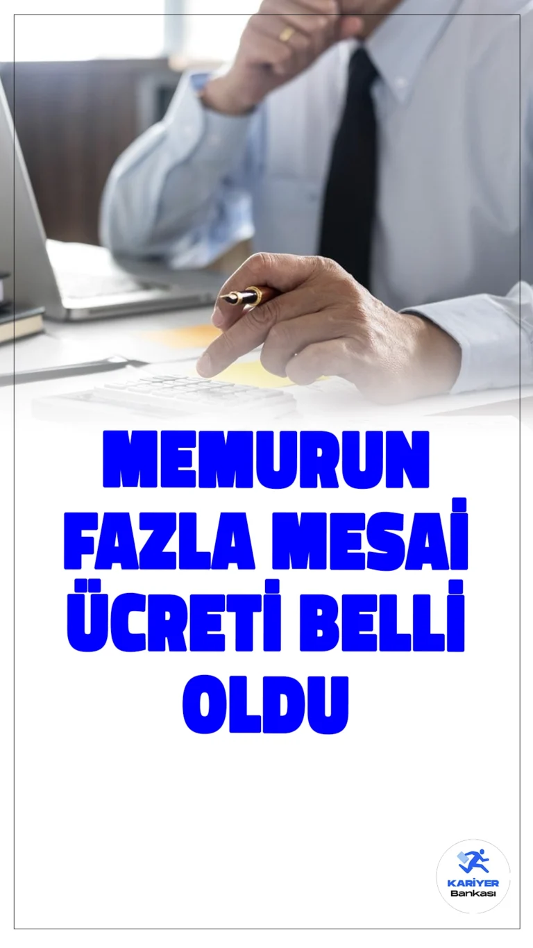 Memurların 2025 Fazla Mesai Ücretleri Yüzde 26,7 Artacak.Devlet memurlarının saat başına fazla mesai ücreti 2025 yılında %26,7 oranında artarak 12,80 TL'ye çıkacak. Yeni düzenleme, 2025 yılı Merkezi Yönetim Bütçe Kanunu Teklifi kapsamında belirlendi.