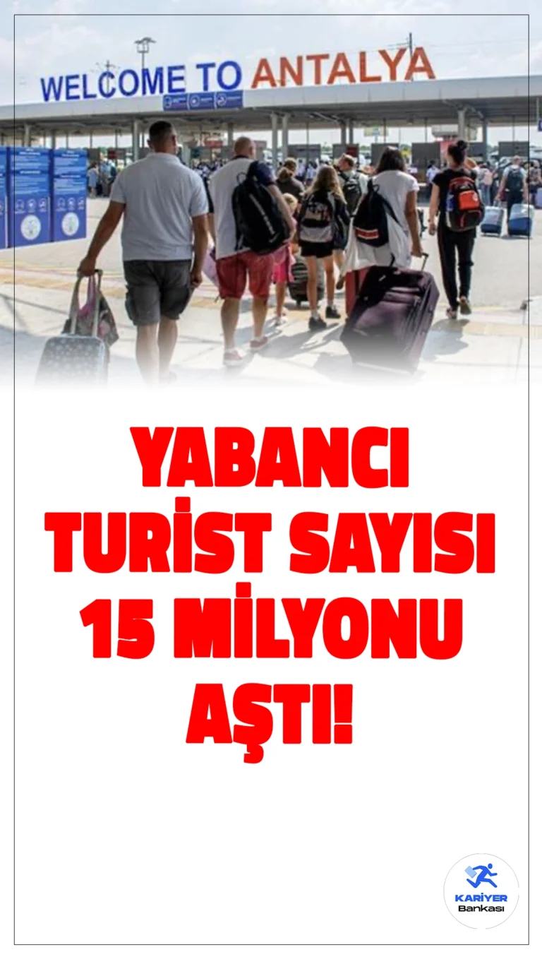 Antalya'ya Gelen Yabancı Turist Sayısı 15 Milyonu Geçti.Antalya'ya gelen yabancı turist sayısı 15 milyonu aştı, bu başarı turizmde olumlu bir ivme yakalandığını gösteriyor. Antalya, özellikle Rus, Alman ve İngiliz turistlerin favori destinasyonları arasında yer alıyor.