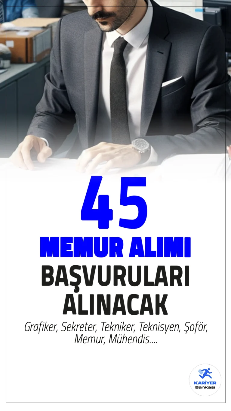 BDDK 45 Memur Alımı Başvuruları Alınacak.Bankacılık Düzenleme Denetleme Kurumu (BDDK) Grafiker, Sekreter, Tekniker, Teknisyen, Şoför, Memur ve Mühendis ünvanlarında memur alımı başvuruları başladı. Başvurular Kariyer Kapısı sayfası üzerinden 20 Ekim 2024 tarihine kadar sürecek.Başvuru yapacak adayların genel şartların yanı sıra, özel şartları da sağlaması gerekmektedir.