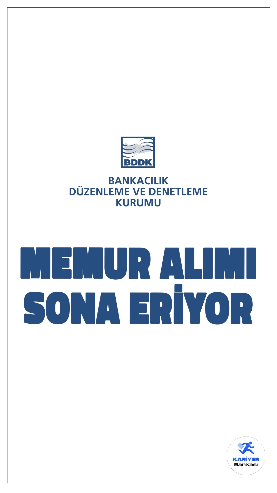 BDDK 45 Memur Alımı Başvuruları Sona Eriyor.Bankacılık Düzenleme Denetleme Kurumu (BDDK) memur alımı başvurularında son günlere girildi. Cumhurbaşkanlığı SBB'de yayımlanan duyuruda, BDDK'ya Grafiker, Sekreter, Tekniker, Teknisyen, Şoför, Memur ve Mühendis pozisyonları için memur alımı yapılacağı aktarılırken, başvuruların yarın(20 Ekim) sona ereceği kaydedildi.Başvuru yapacak adayların genel ve özel şartları sağlaması gerekmektedir.