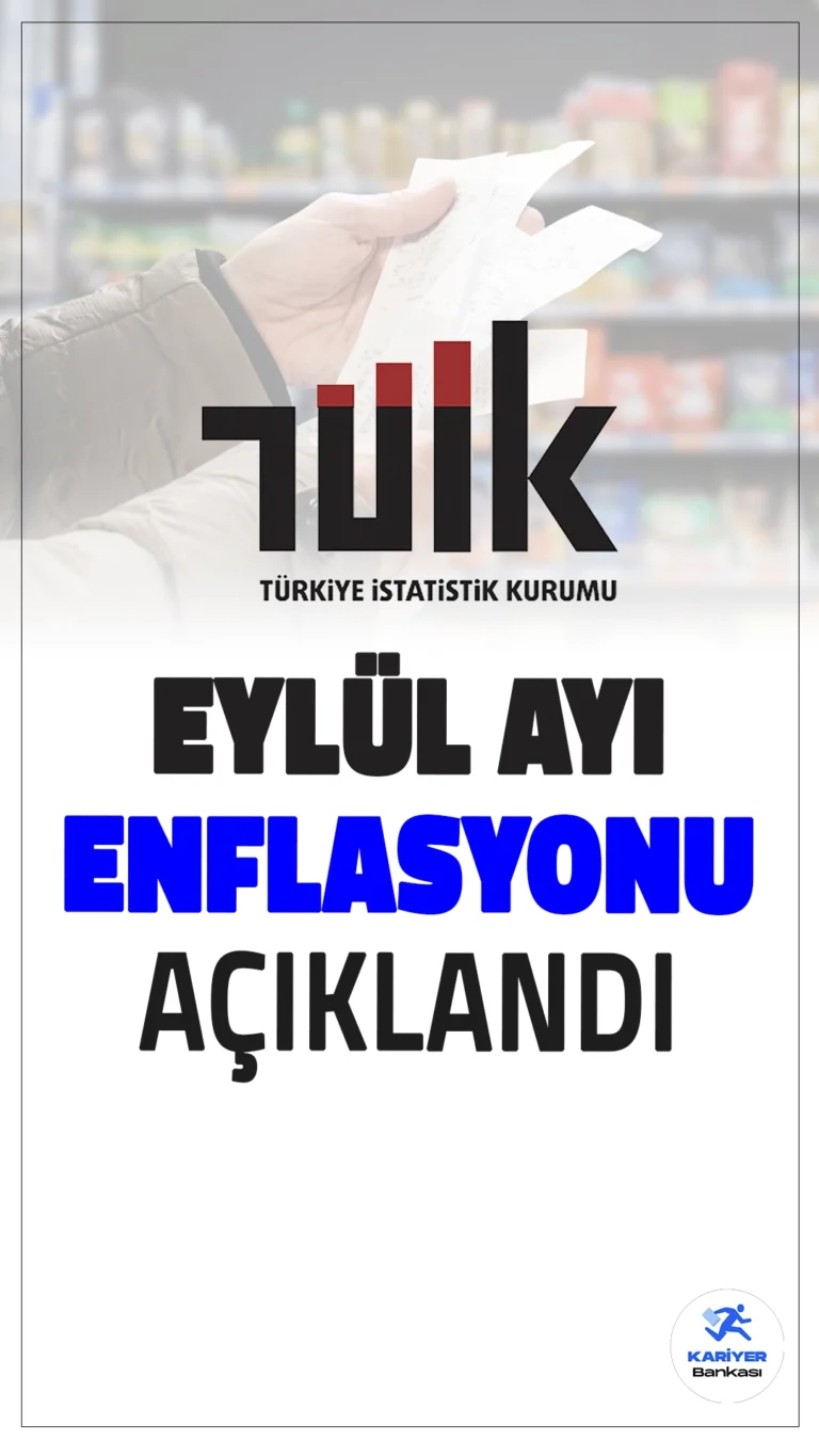 Son Dakika: Eylül Ayı Enflasyonu Açıklandı.Türkiye İstatistik Kurumu (TÜİK) sayfasından yayımlanan verilerde, "TÜFE'deki (2003=100) değişim 2024 yılı Eylül ayında bir önceki aya göre %2,97, bir önceki yılın Aralık ayına göre %35,86, bir önceki yılın aynı ayına göre %49,38 ve on iki aylık ortalamalara göre %63,47 olarak gerçekleşti." ifadeleri yer aldı.