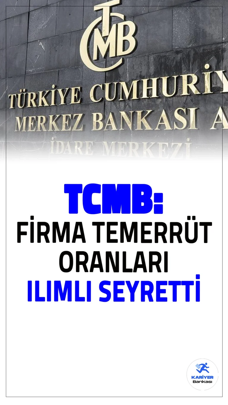Merkez Bankası: Firma Temerrüt Oranları Ilımlı Seviyede.Türkiye Cumhuriyet Merkez Bankası'nın (TCMB) analizine göre, parasal sıkılaşma süreci firmaların temerrüt oranlarını ılımlı seviyede tutuyor. Reel sektörün azalan borç yükü ve sıkılaşmanın kademeli adımlarla ilerlemesi bu duruma katkı sağlıyor.