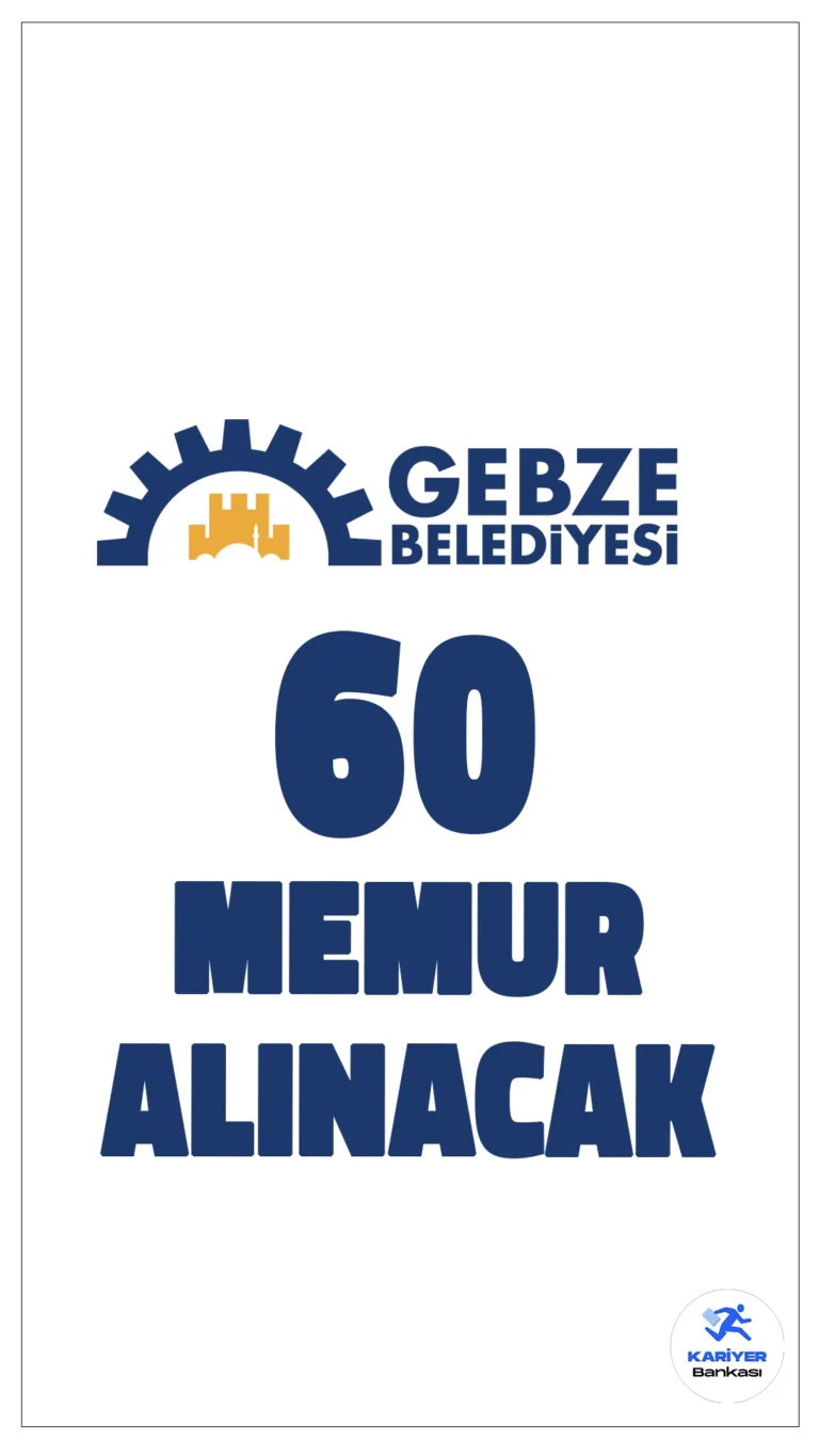 Gebze Belediyesi 60 Memur Alımı Duyurusu Yayımlandı.Gebze Belediyesi, Kocaeli ilinde 657 sayılı Devlet Memurları Kanunu'na tabi olarak çalışmak üzere 60 memur alımı yapacağını duyurdu. İlan kapsamında, lisans ve ön lisans mezunu adaylar arasından alım gerçekleştirilecektir. Başvuru şartları, süreç ve detaylar hakkında bilgi almak isteyen adaylar için özet şu şekildedir: