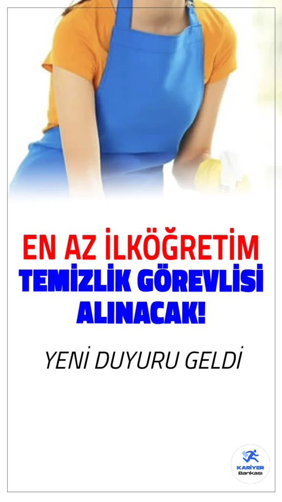 Kızılay Temizlik Görevlisi Alımı Duyurusu Yayımlandı (9 Ekim 2024). Kızılay kariyer sayfasından yeni personel alımı duyuruları yayımlanmaya devam ediyor. 9 Ekim itibarıyla yayımlanan duyuruya göre, Kızılay'a en az ilköğretim mezunlarından temizlik görevlisi alımı yapılacak. Başvuru şartları ve başvuru sayfasına dair detaylar Kariyerbankasi.net'te.