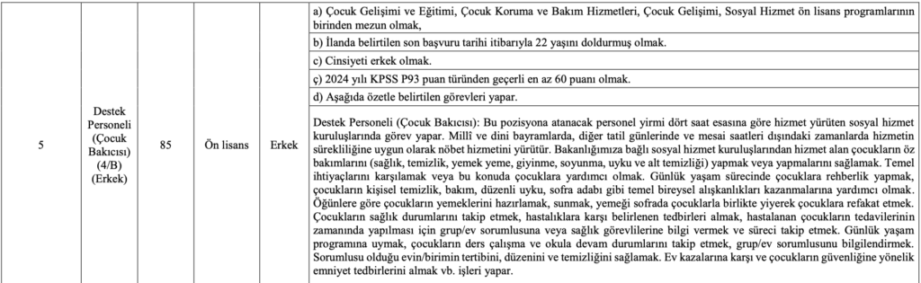 aile bakanlığı çocuk bakıcısı alımı