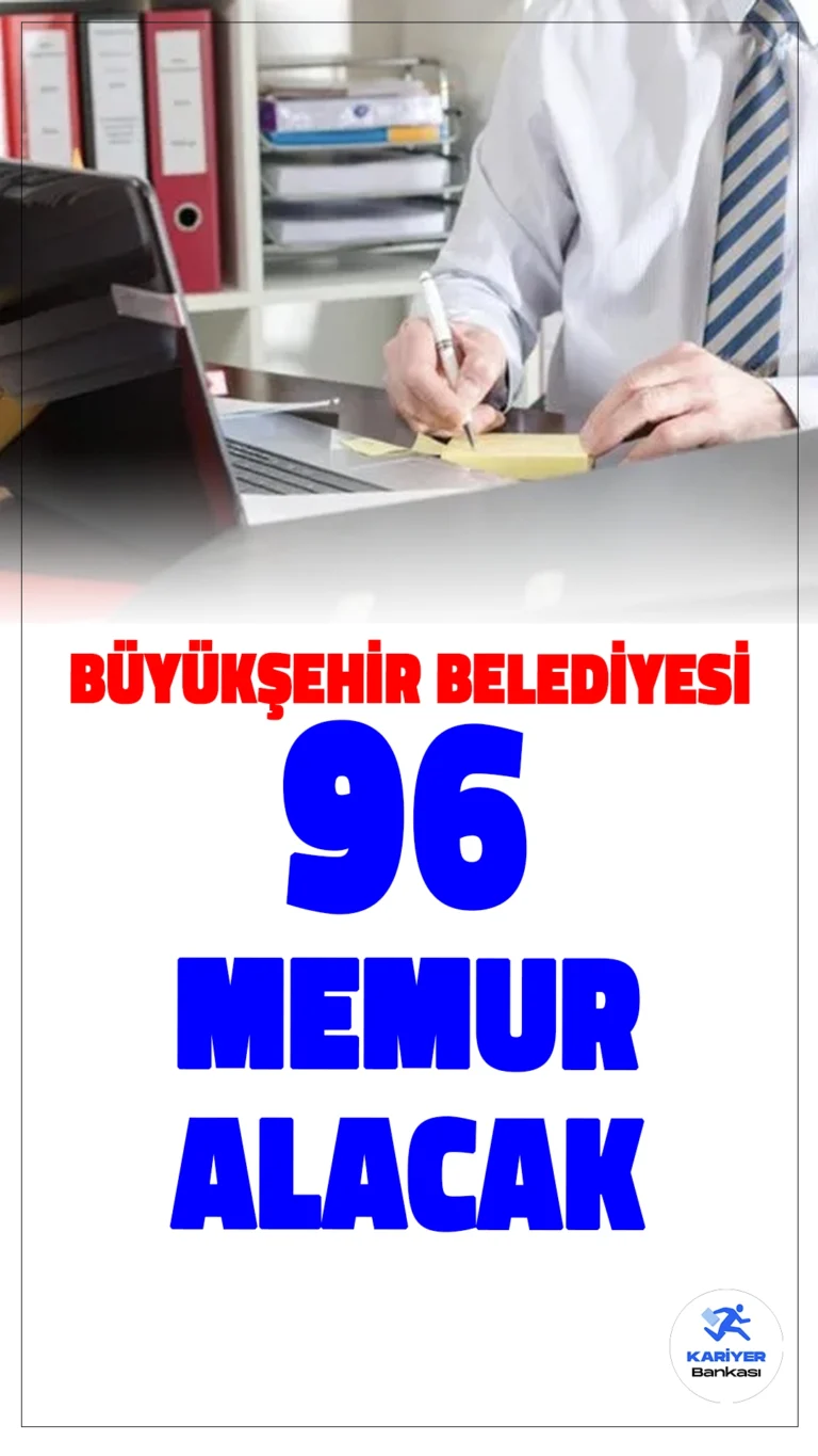 Kocaeli Büyükşehir Belediyesi 96 Memur Alımı Yapacak.Kocaeli Büyükşehir Belediyesi, 657 sayılı Devlet Memurları Kanunu'na tabi olarak 96 memur alımı gerçekleştirecektir. Alım, KPSS P93 puan türü ile yapılacak olup adayların en az 60 puan almış olması gerekmektedir. Adayların başvuracağı pozisyonun nitelikleri ve başvuru koşulları aşağıda belirtilmiştir.