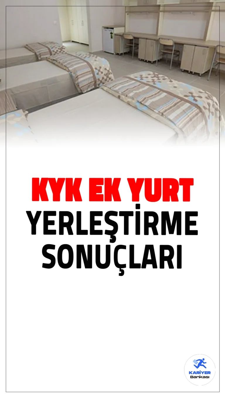 KYK Yurtları Ek Yerleştirme Sonuçları Açıklandı.KYK yurtlarına ek yerleştirme sonuçları açıklandı. Sonuçlar e-Devlet üzerinden sorgulanabiliyor. Başvuru yapan adaylar, başvurularını e-Devlet'ten kolayca kontrol edebilecek.