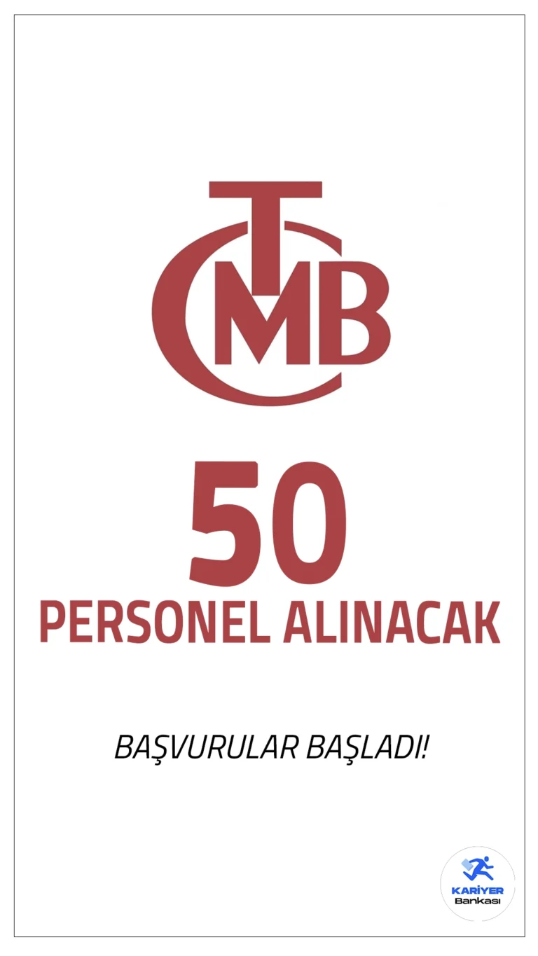 Merkez Bankası 50 Personel Alımı Başvuruları Alınacak.Merkez Bankası bünyesinde istihdam edilmek üzere 50 teknisyen alımı başvuruları başladı.Başvuru yapacak adayların belirtilen genel ve özel şartları dikkatle incelemesi gerekmektedir. Detaylar ve başvuru şartları haberimizde.