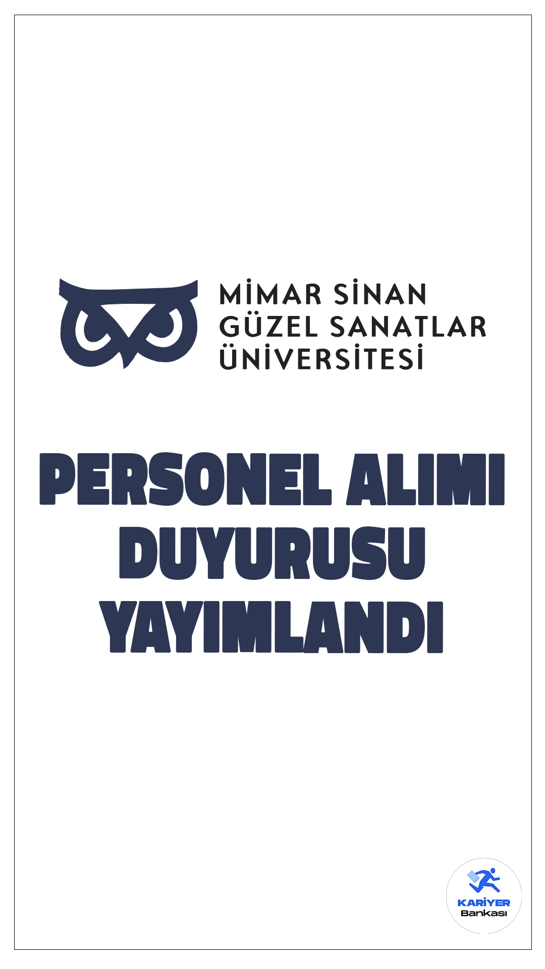 MSGSÜ 4 Personel Alımı Yapacak.Mimar Sinan Güzel Sanatlar Üniversitesi, Güzel Sanatlar Fakültesi'nde çalıştırılmak üzere 4 sözleşmeli personel alımı yapacağını duyurdu. Bu kapsamda 3 kadın ve 1 erkek model istihdam edilecek. Adayların, 657 sayılı Devlet Memurları Kanunu'nun 4/B maddesi uyarınca istihdam edileceği belirtiliyor.